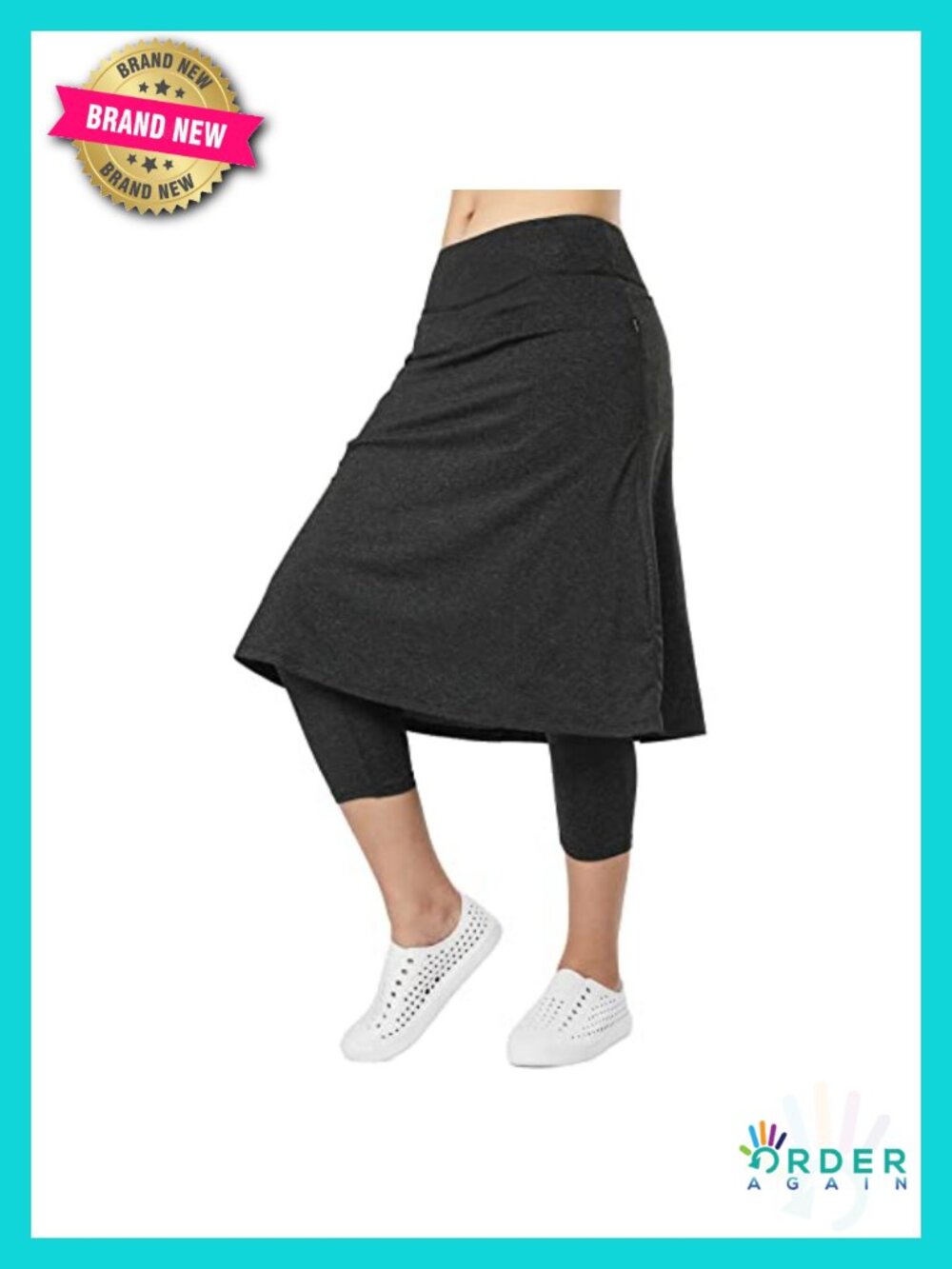 Women's Athletic Knee Length Skirt with Leggings Skort High Waisted Pockets